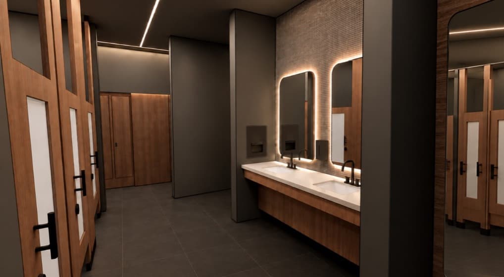 Rendering: the locker room