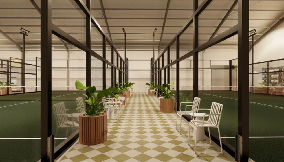 Rendering: the walkway between the courts